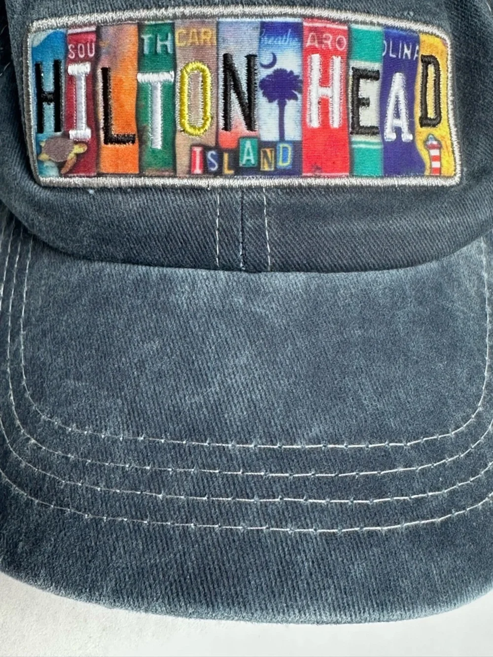 Hilton Head Island Distressed Blue Embroidered Baseball Cap Travel Sporty OS
